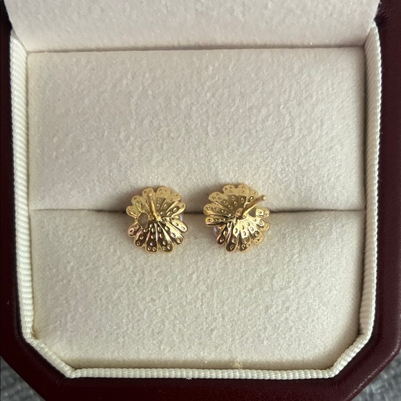 Gold and Pink Pearl Cluster Earrings - Picture 2 of 4